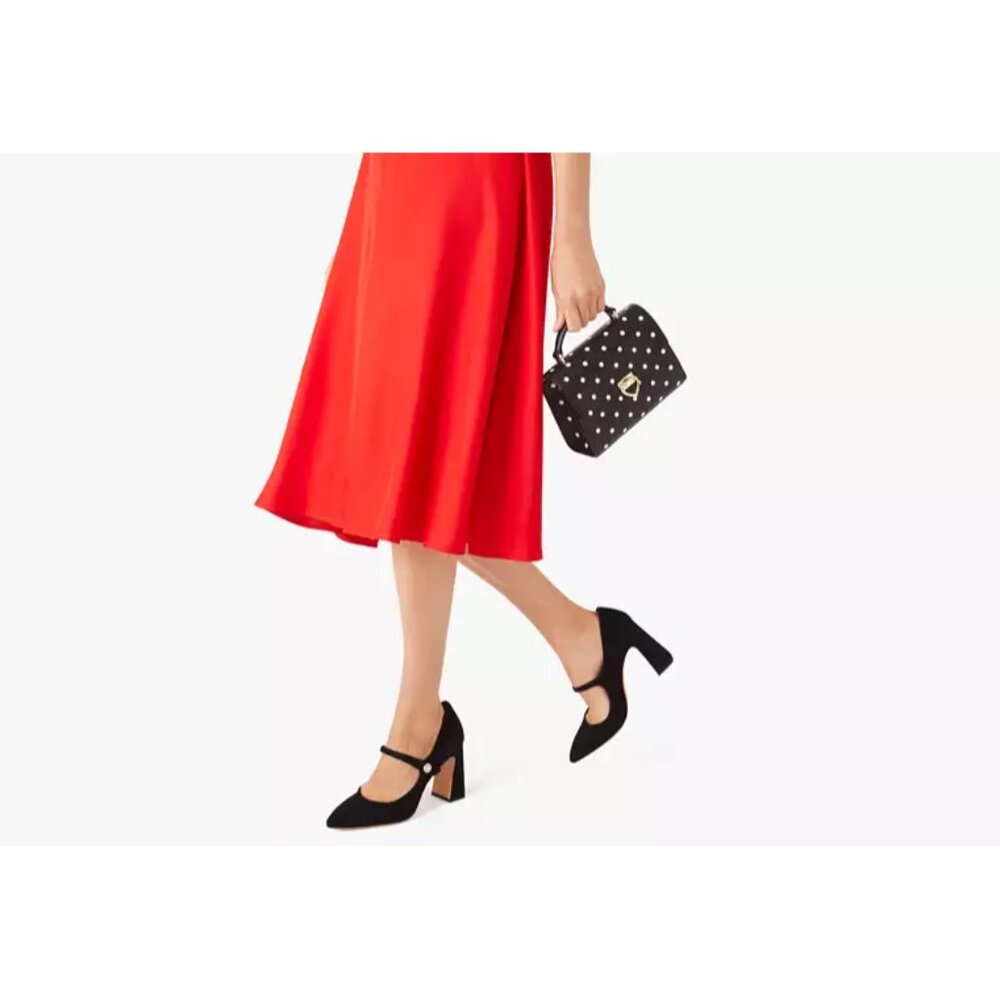 Kate Spade New York Lovitt Small Top Handle Black Polka Dot - New - Picture 5 of 6